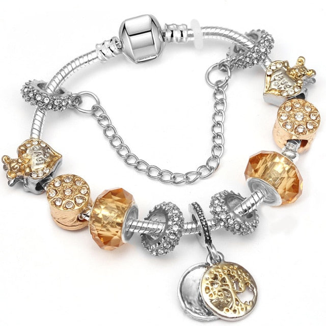 Vintage Silver Color Charms Bracelets for Women