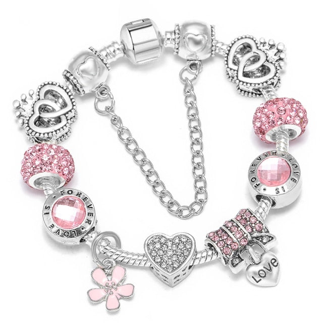 Vintage Silver Color Charms Bracelets for Women