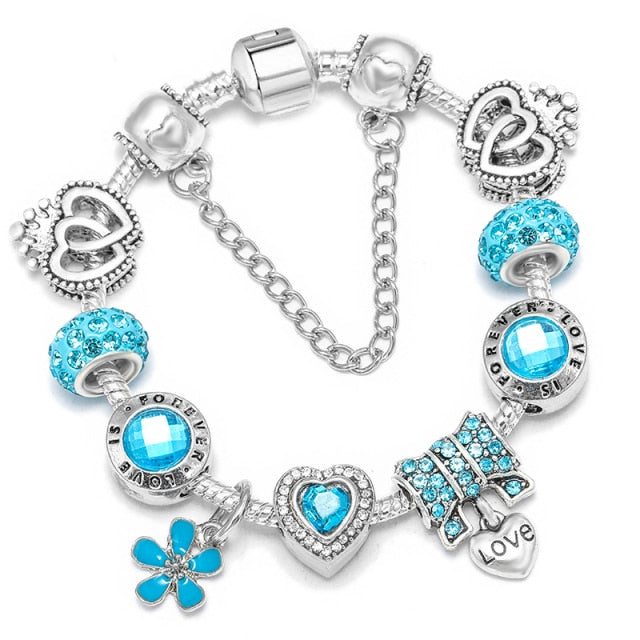 Vintage Silver Color Charms Bracelets for Women