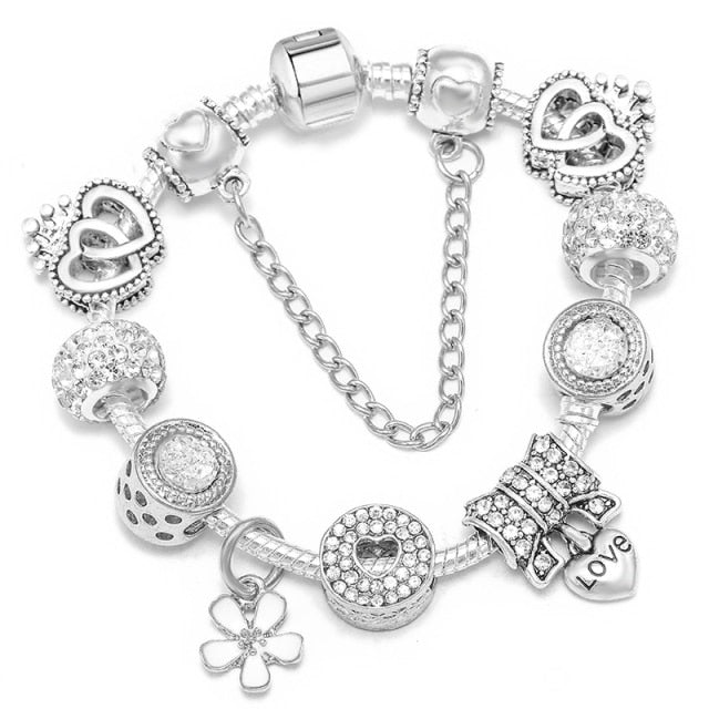 Vintage Silver Color Charms Bracelets for Women