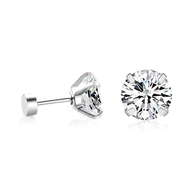 316L Stainless Steel Gold/Silver Color Cubic Zirconia Stud Earrings