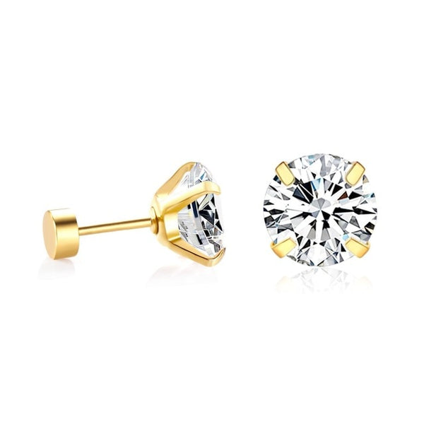 Pendientes de acero inoxidable 316L con circonita cúbica en color dorado y plateado