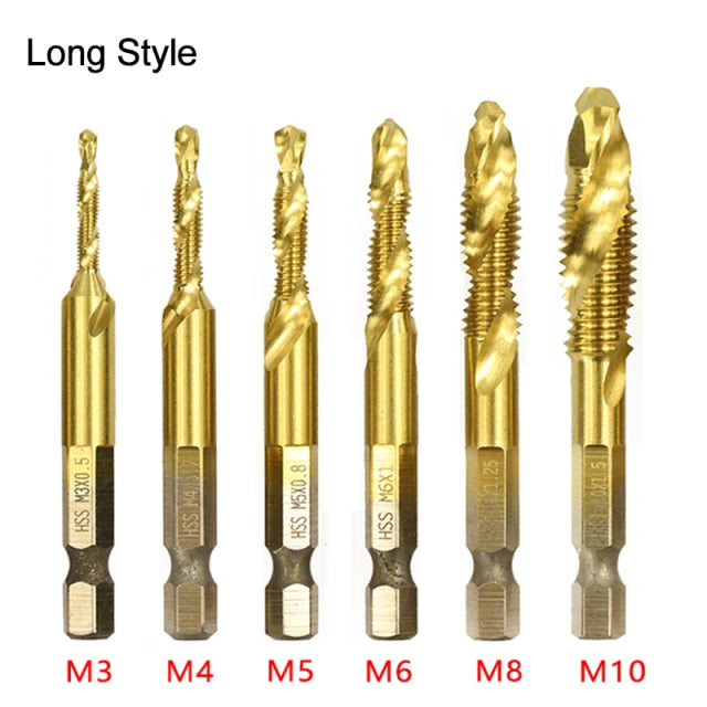 6PCS HSS Screw Thread   Tap Drill Bit set