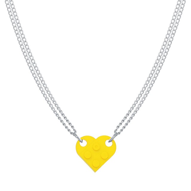 Punk 2Pcs Heart Brick Couples Love Necklace