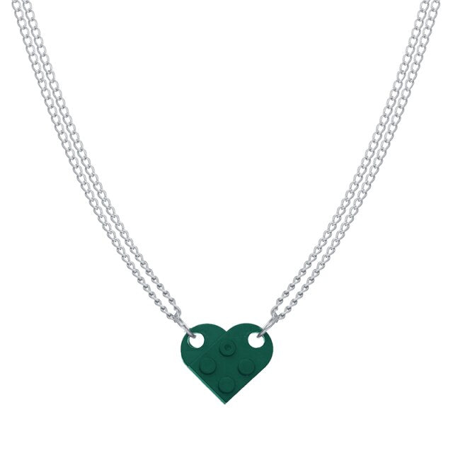 Punk 2Pcs Heart Brick Couples Love Necklace