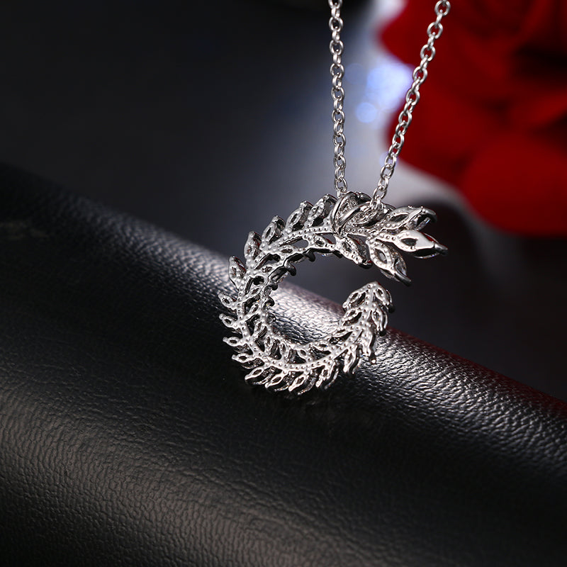 Luxury AAA Zircon Olive Branch Pendant Set For Women