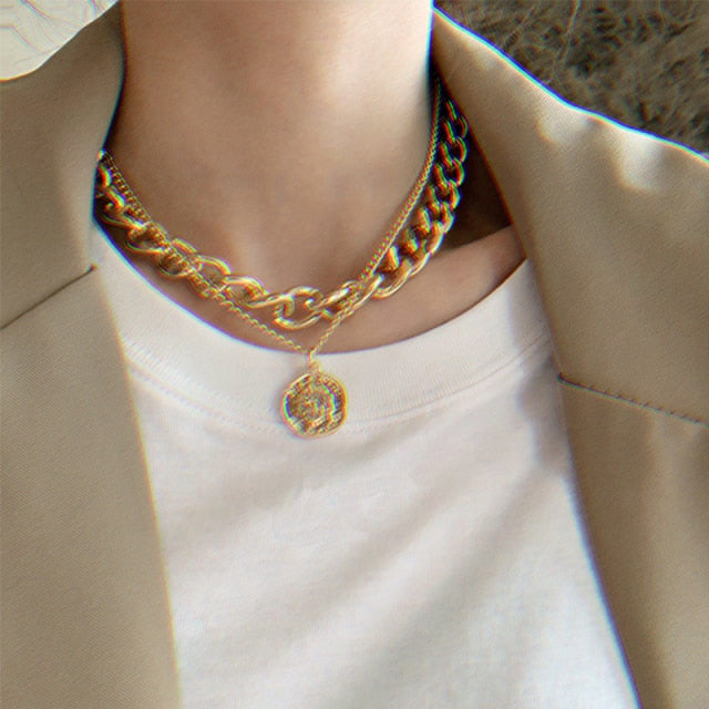 Trendy Gold Thick Chain Necklace