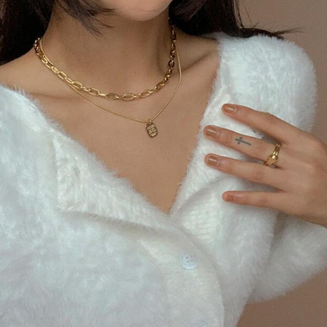 Trendy Gold Thick Chain Necklace