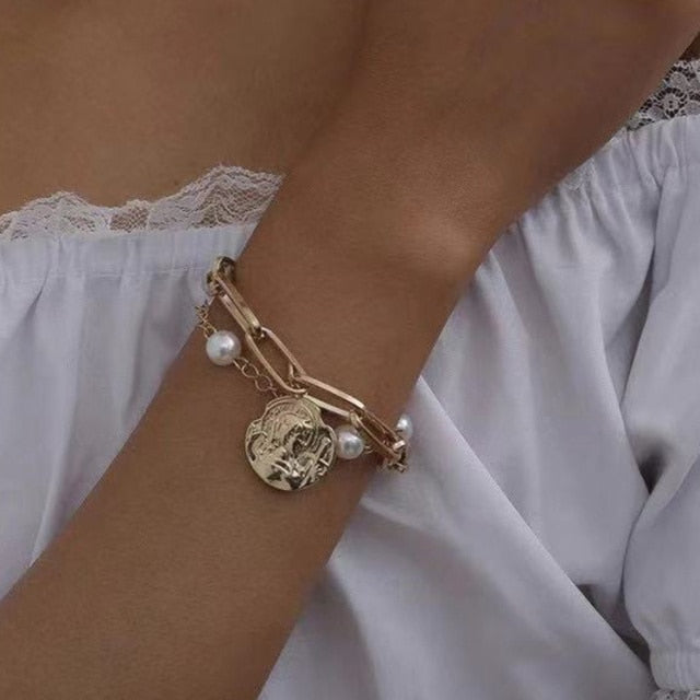 Fashion Punk Curb Cuban Chain Bracelets Set