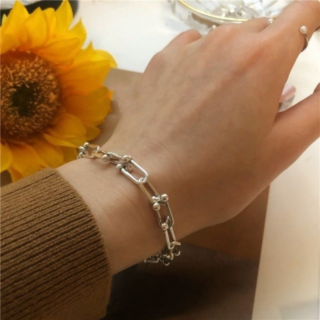 Fashion Punk Curb Cuban Chain Bracelets Set