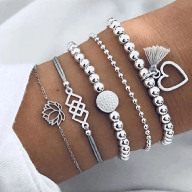 Fashion Punk Curb Cuban Chain Bracelets Set