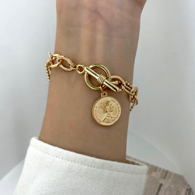 Fashion Punk Curb Cuban Chain Bracelets Set