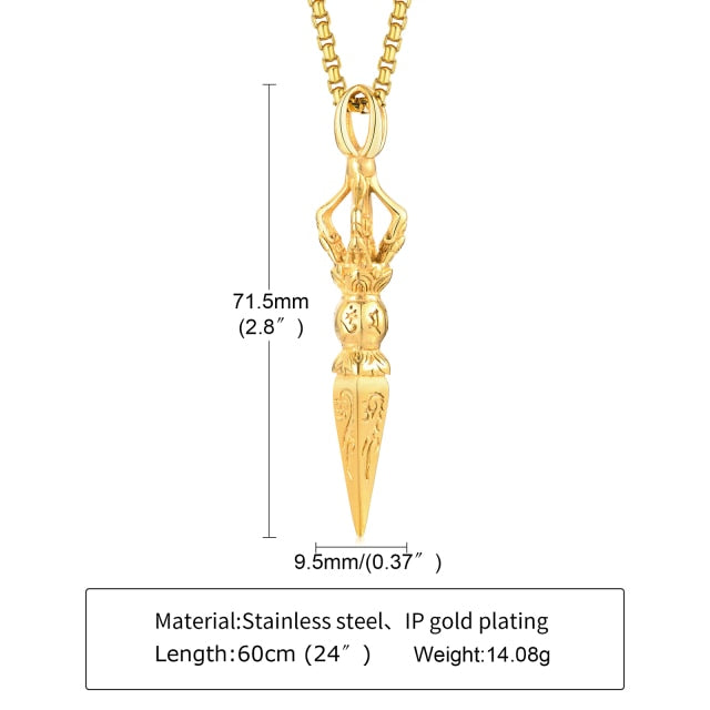 STAINLESS STEEL TIBETAN BUDDHIST PROTECTION PENDANT