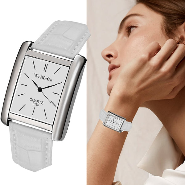 Reloj de cuarzo cuadrado de cuero para negocios, regalo Erkek Kol Saati