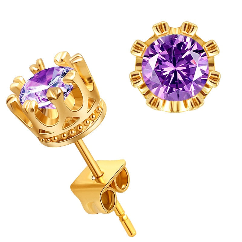 Fashion New Stainless Steel Acrylic Crystal Stud Earrings