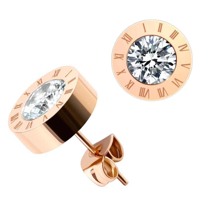 Fashion New Stainless Steel Acrylic Crystal Stud Earrings