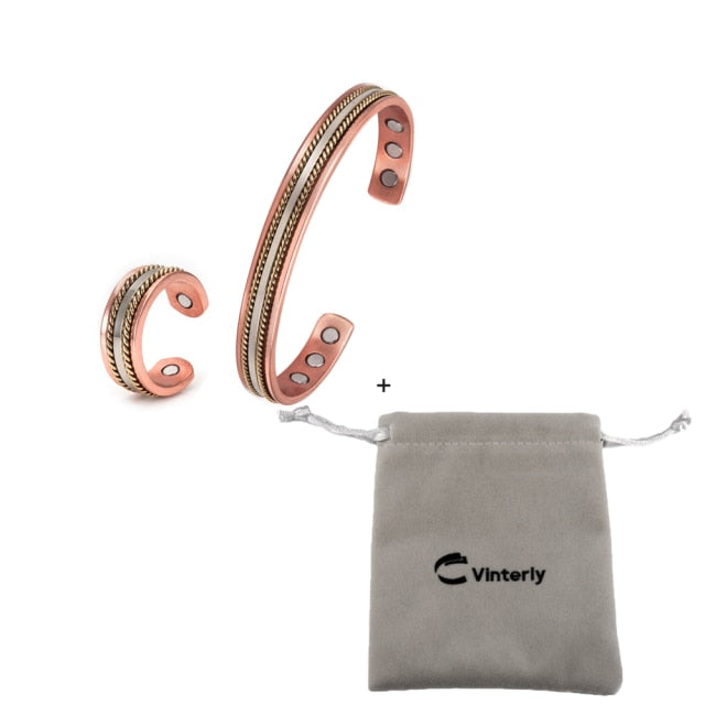Magnetic Copper Bracelet Ring  Jewelry Sets