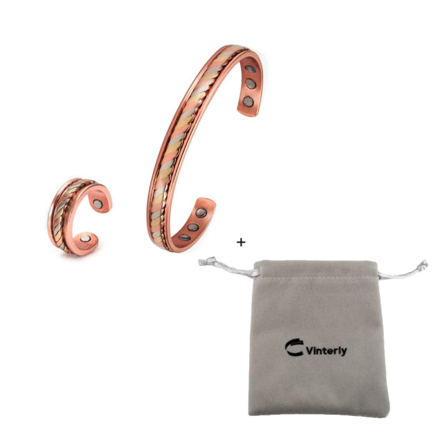 Magnetic Copper Bracelet Ring  Jewelry Sets