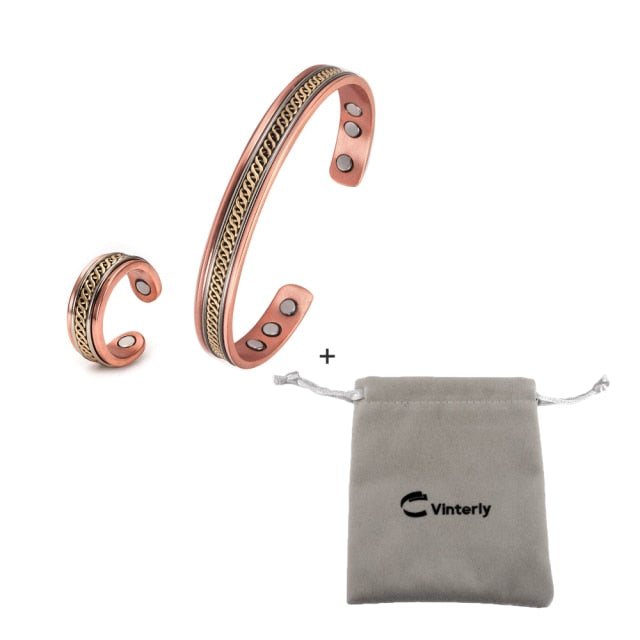 Magnetic Copper Bracelet Ring  Jewelry Sets