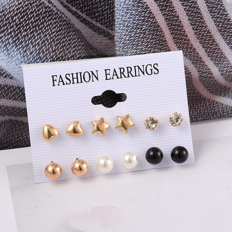 Korean Geometric Stud Earrings for Women
