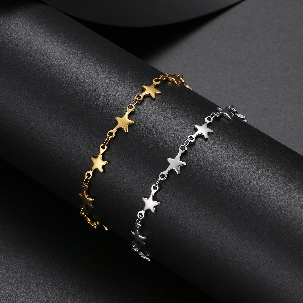 Stainless Steel Fashion New Chain Five-Pointed Star Anklets