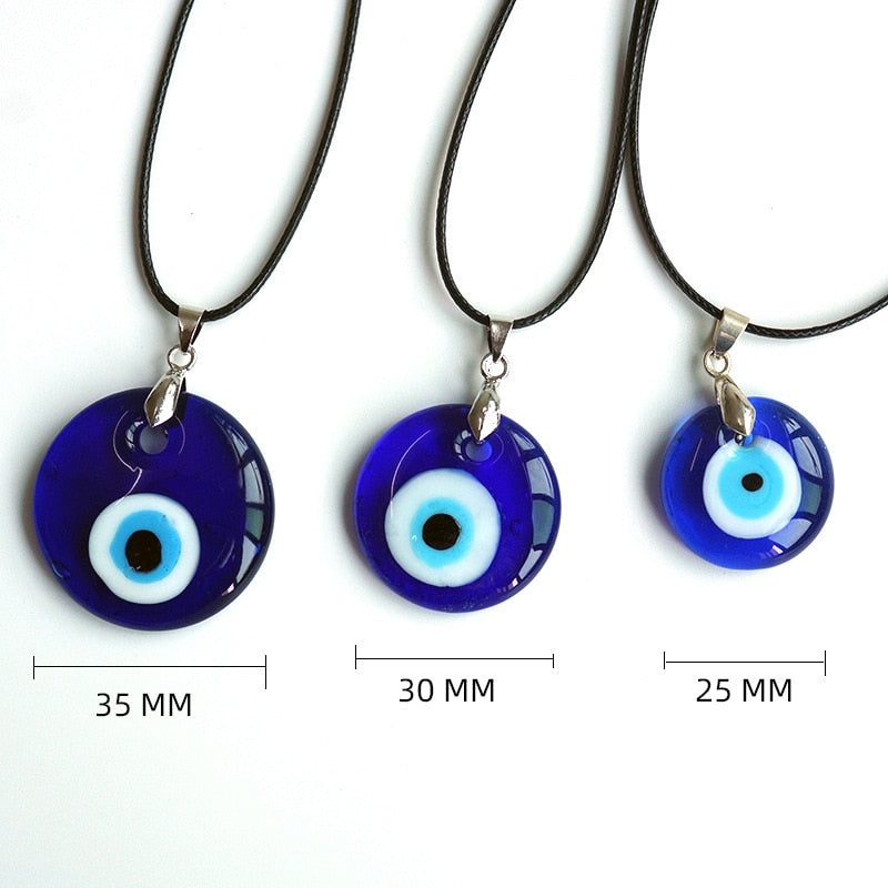 Sea Blue Evil Eye Pendants Necklace