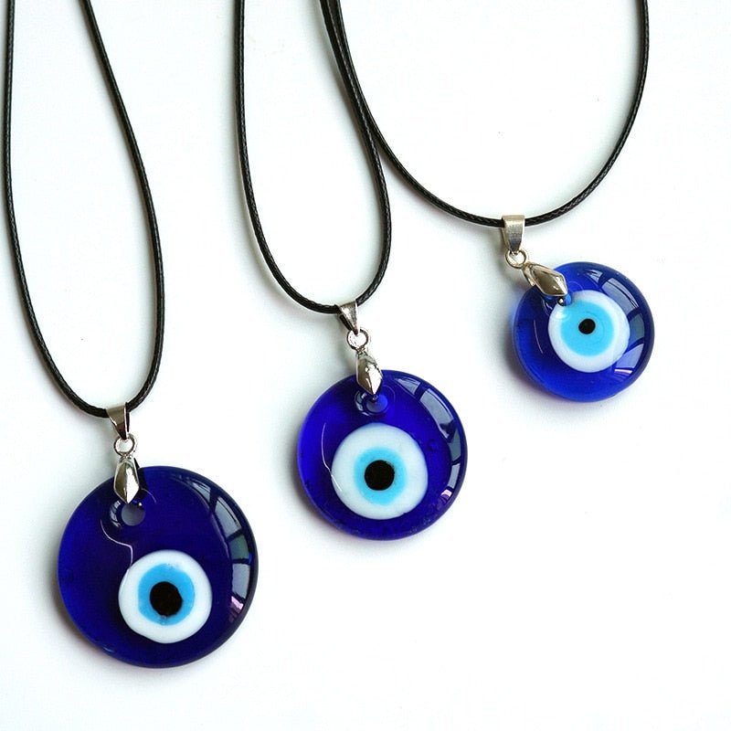 Sea Blue Evil Eye Pendants Necklace