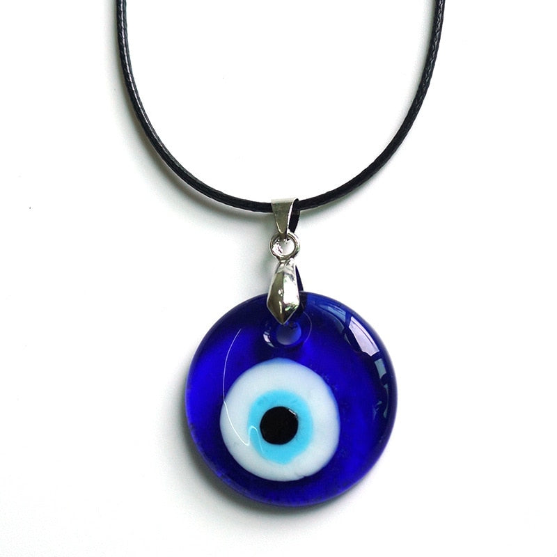 Sea Blue Evil Eye Pendants Necklace