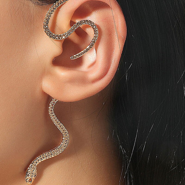 1 pieza de pendientes de serpiente de latón sin perforar, estilo punk.