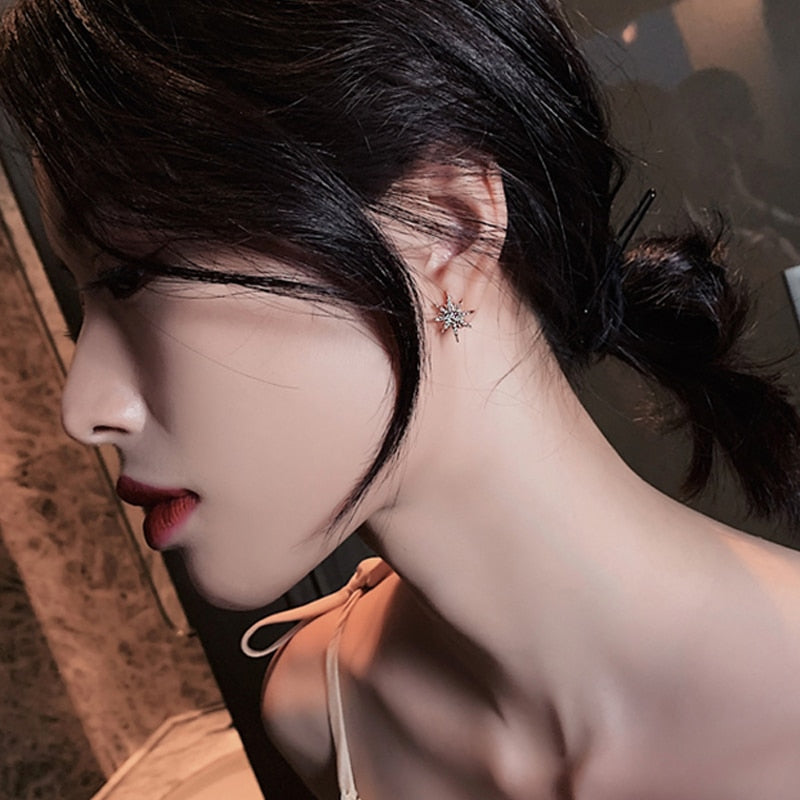 New Star Moon Earrings Korean Version Asymmetrical High Sense Earrings