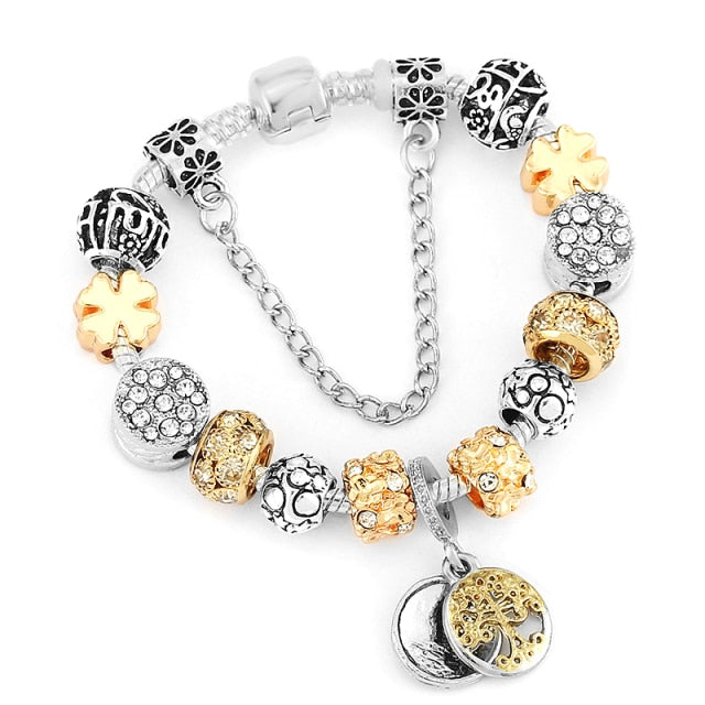 Antique Crystal Heart Charm Bracelet