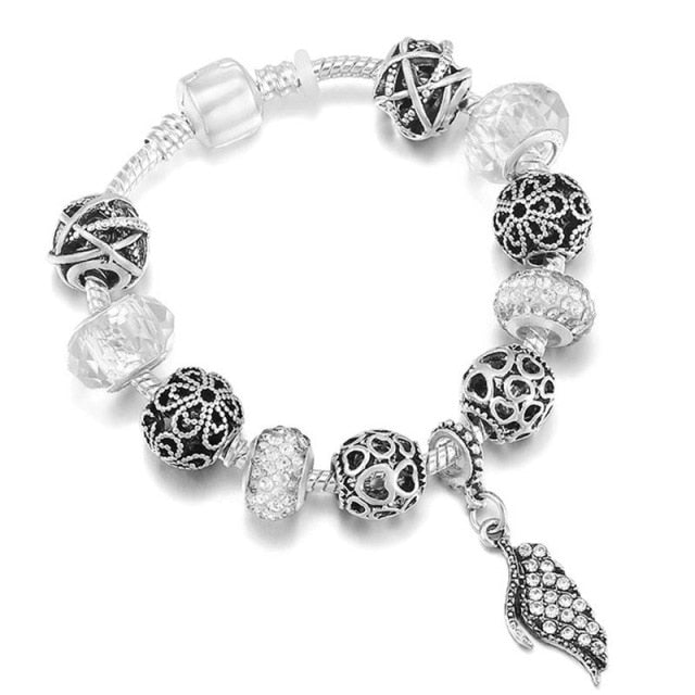 Antique Crystal Heart Charm Bracelet