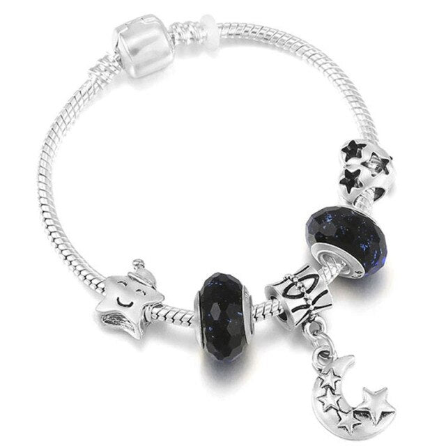 Antique Crystal Heart Charm Bracelet