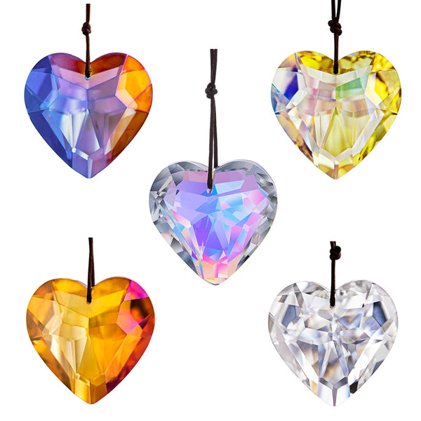 5 Colors Crystal Heart Prisms Suncatcher Pendant for Windows