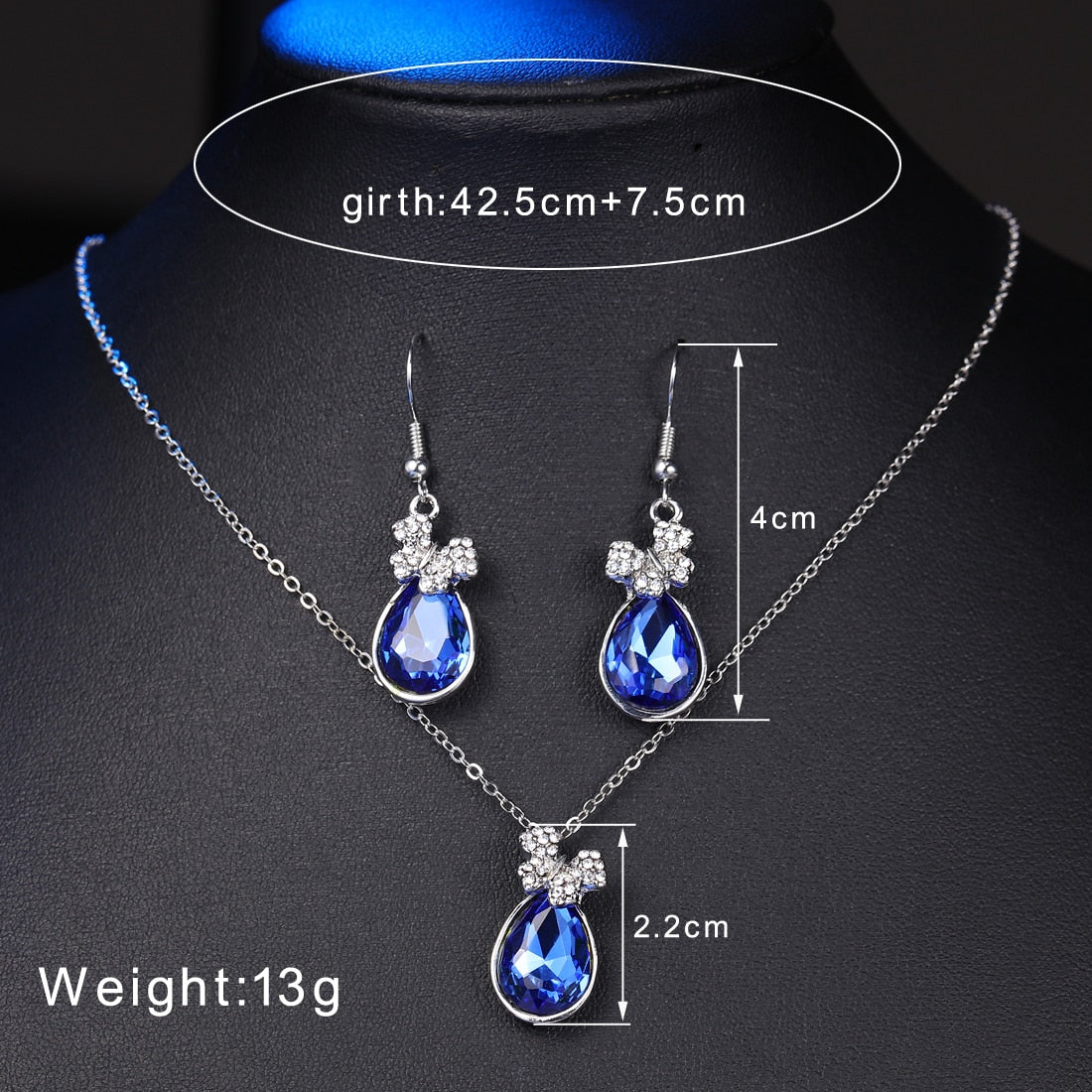 Natural Stone Cubic Zirconia Crystal  Bridal Jewelry Sets