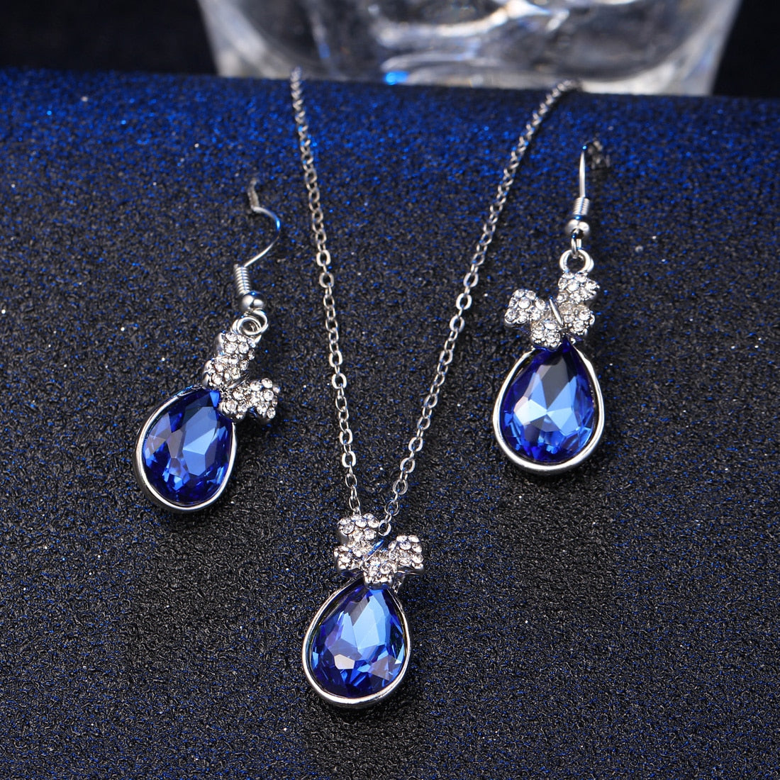 Natural Stone Cubic Zirconia Crystal  Bridal Jewelry Sets