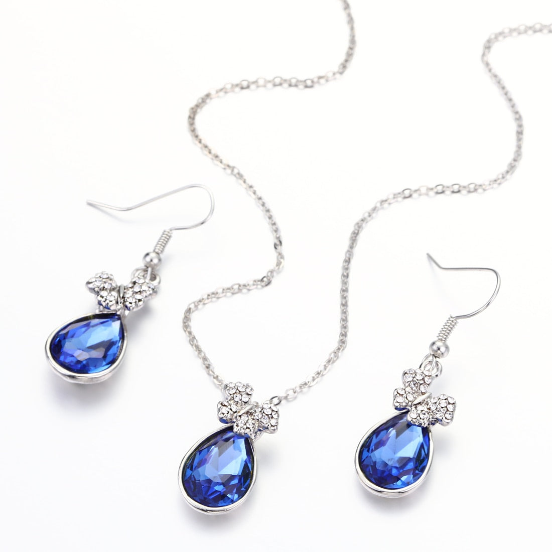 Natural Stone Cubic Zirconia Crystal  Bridal Jewelry Sets
