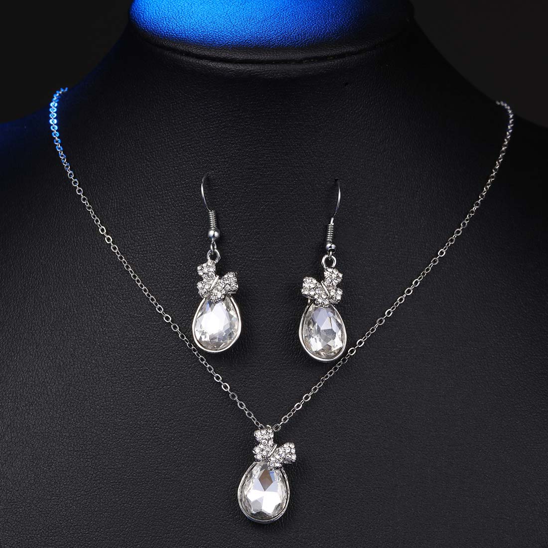 Natural Stone Cubic Zirconia Crystal  Bridal Jewelry Sets