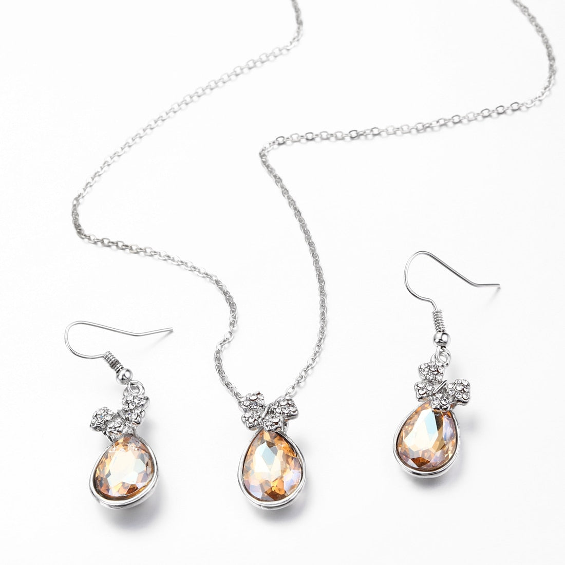 Natural Stone Cubic Zirconia Crystal  Bridal Jewelry Sets