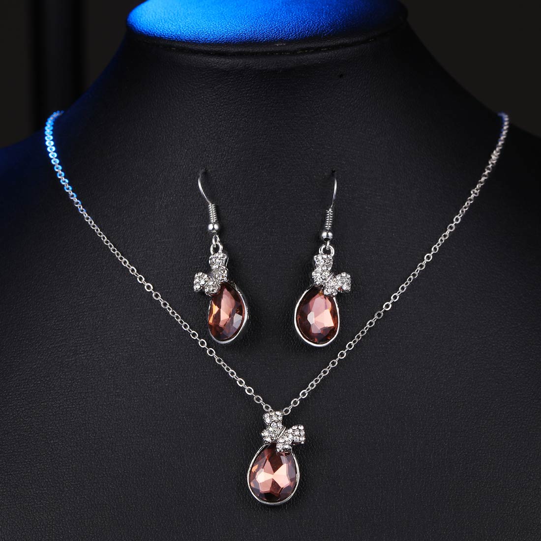 Natural Stone Cubic Zirconia Crystal  Bridal Jewelry Sets