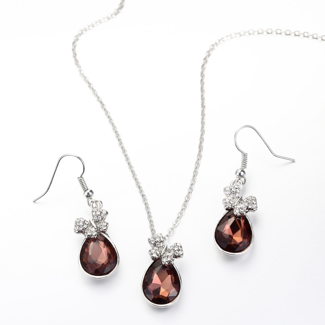 Natural Stone Cubic Zirconia Crystal  Bridal Jewelry Sets