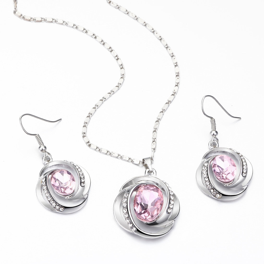 Natural Stone Cubic Zirconia Crystal  Bridal Jewelry Sets