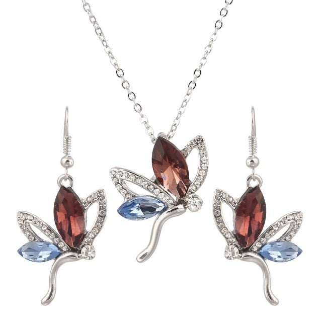 Natural Stone Cubic Zirconia Crystal  Bridal Jewelry Sets