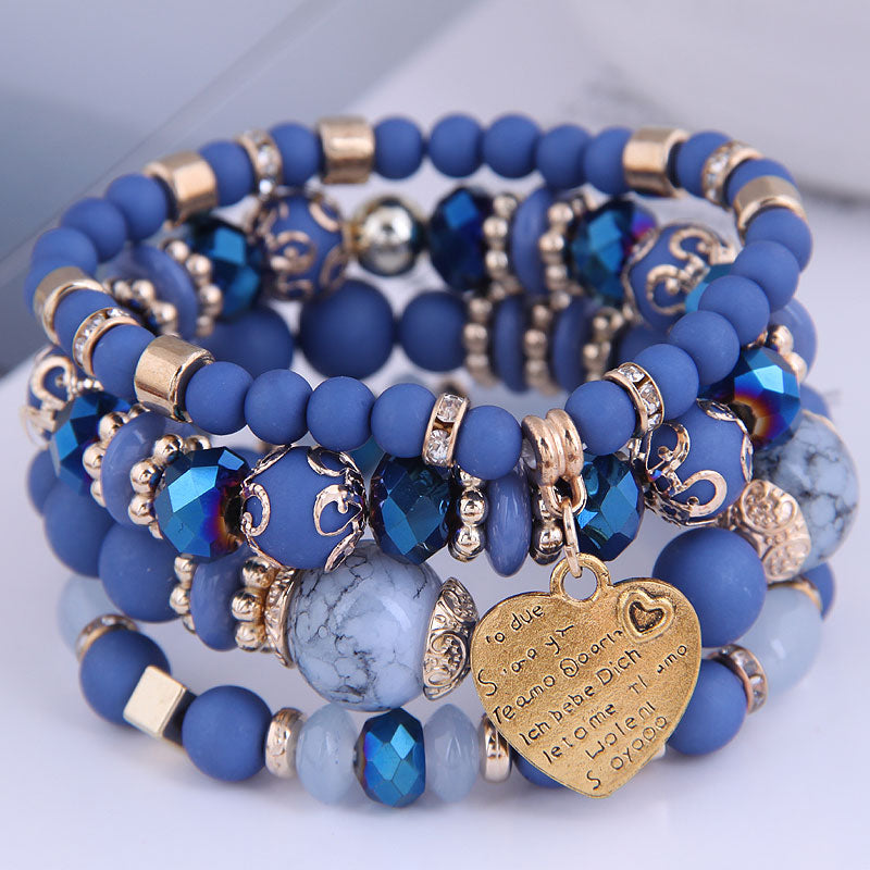Women Lava Stone Multilayer Bohemia Bracelets Set