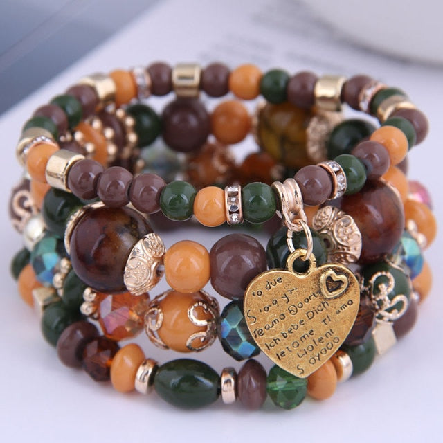 Women Lava Stone Multilayer Bohemia Bracelets Set