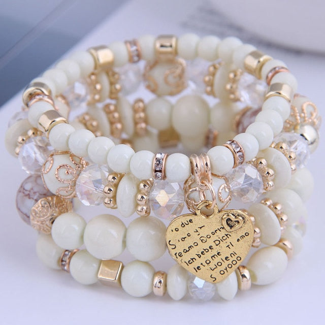 Women Lava Stone Multilayer Bohemia Bracelets Set