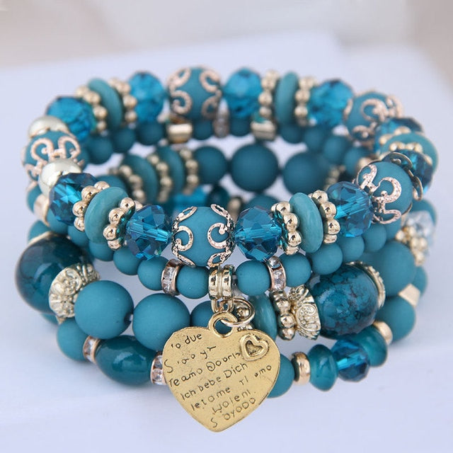 Women Lava Stone Multilayer Bohemia Bracelets Set