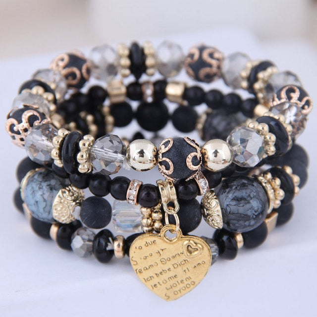 Women Lava Stone Multilayer Bohemia Bracelets Set