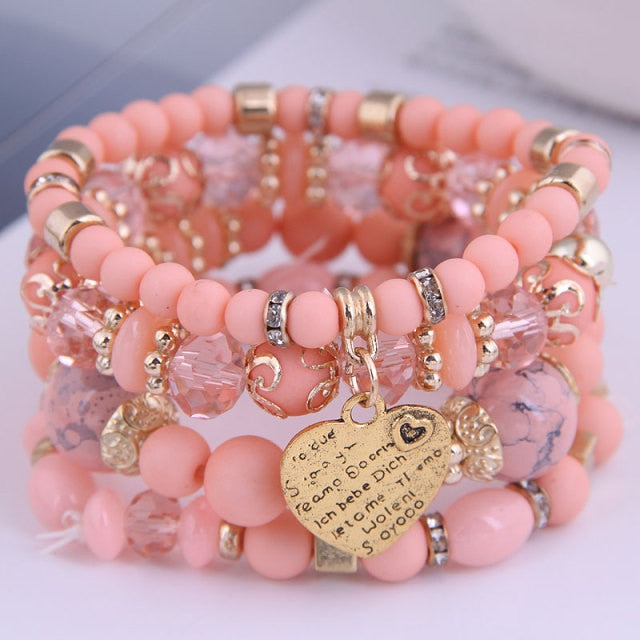 Women Lava Stone Multilayer Bohemia Bracelets Set