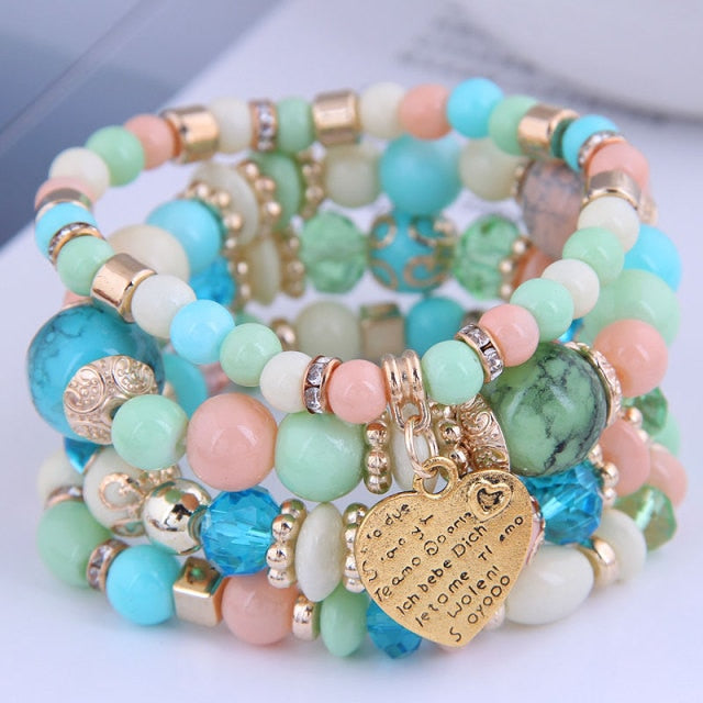 Women Lava Stone Multilayer Bohemia Bracelets Set